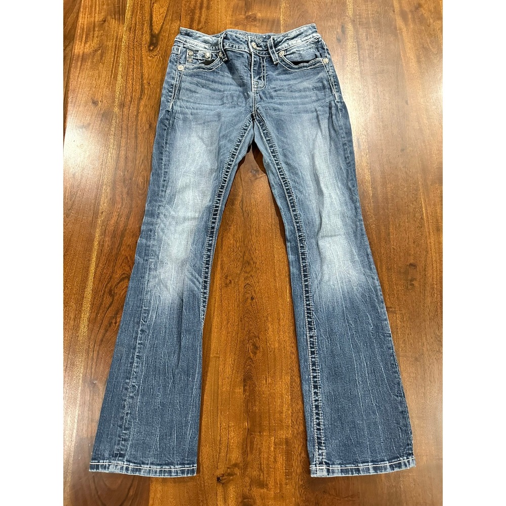 Miss Me Angel Wing Embellished Bootcut Jeans Blue Denim Size 28